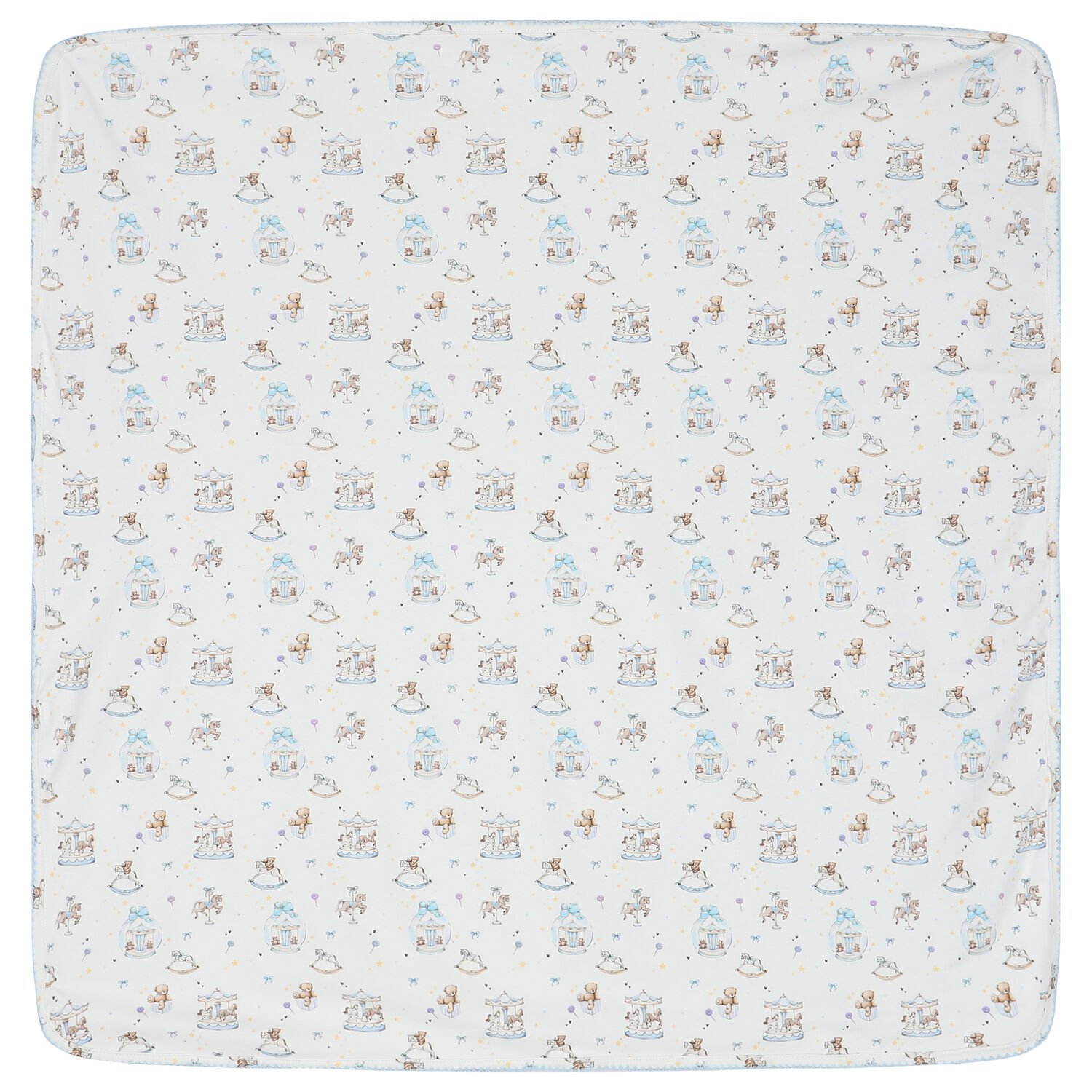 بطانية أولاد كاروسيل باللون الأبيض والأزرق, 1, hi-res